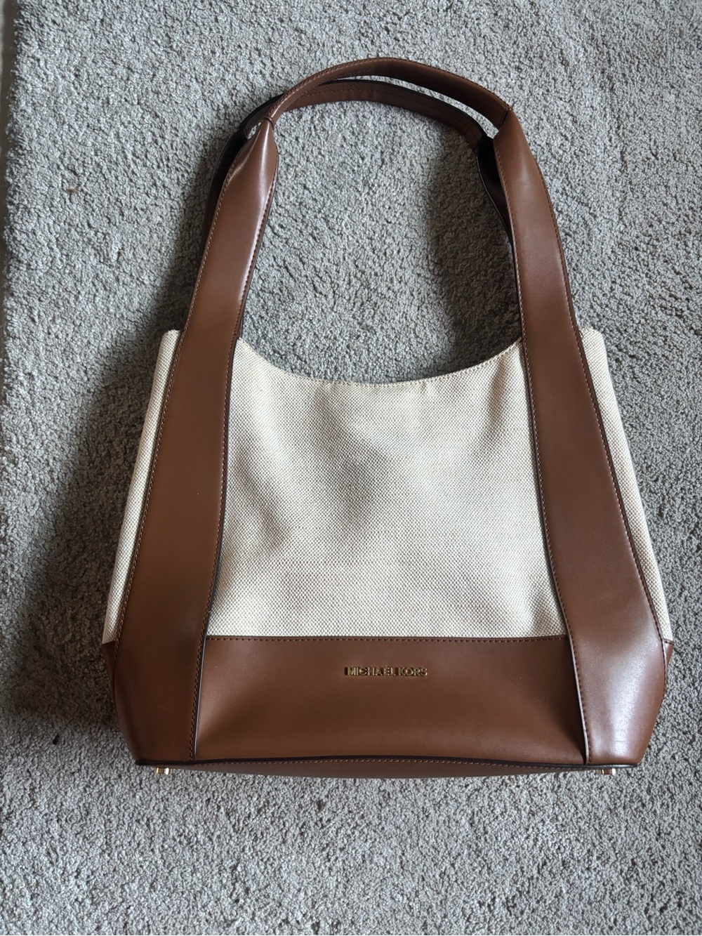 Michael Kors Brown & Cream Canvas Shoulder Bag